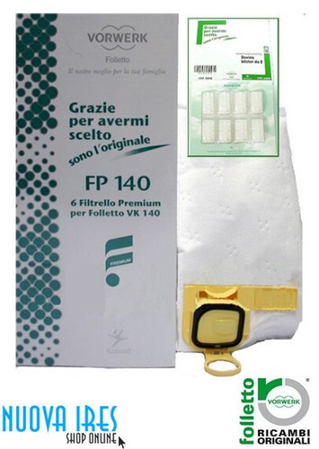 SACCHETTI ASPIRAPOLVERE FOLLETTO VK 140 150 VORWERK 6 PEZZI CON DOVINA  ORIGINALE | eBay