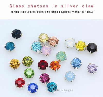 100pcs Multicolor Crystal Rhinestone Glass Silver Cup Claw Sewing Stone Beads Cr