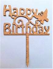 HAPPY BIRTHDAY CAKE TOPPER DESIGN WOODEN CAKE DECORATION PARTY SUPPLIES NEW