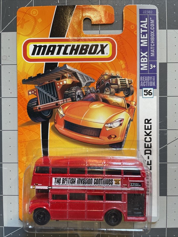 2007 MATCHBOX #56 DOUBLE DECKER BUS MBX METAL THE BRITISH INVASION CONTINUES RED
