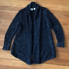 Gap Girl Black Metallic Thread Knit cardigan Holiday size S/6-7 
