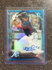 2016 Bowman Chrome Hector Olivera Blue Refractor Rookie Card #63/150. rookie card picture