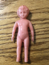 Vintage Celluloid Doll. 1950 s Molded Hair and Shoes 4 1/4" Tall