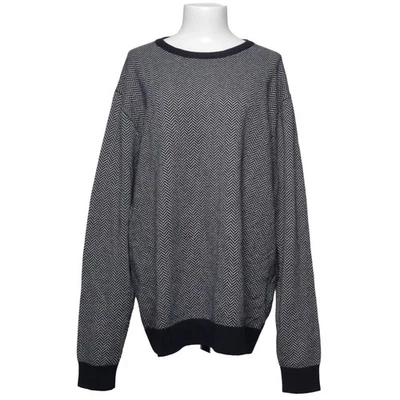 GANT, pull en tricot, taille : 2XL, gris/bleu, coton/laine, chevron #fjE - Photo 1/4