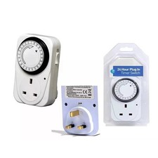 24 Hour Mechanical Timer Plug UK 3 Pin Electric Socket Energy Saver