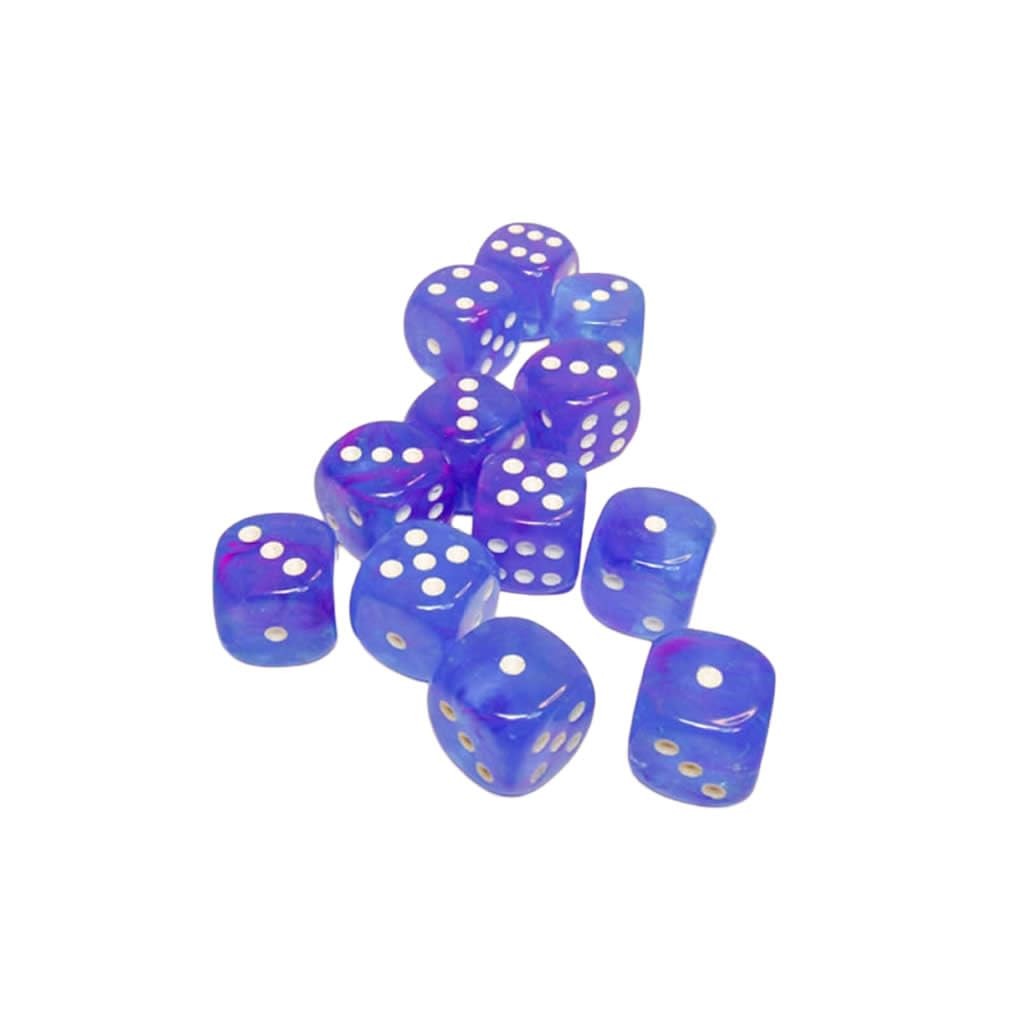Aura Nebula Dice Luminary with White Pips D6 16mm (5/8in) Pack of 12 Chessex