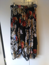 Womens Floral Asymmetric Hem Maxi Skirt Boho Hippie Festival OneSize m/l Vtg