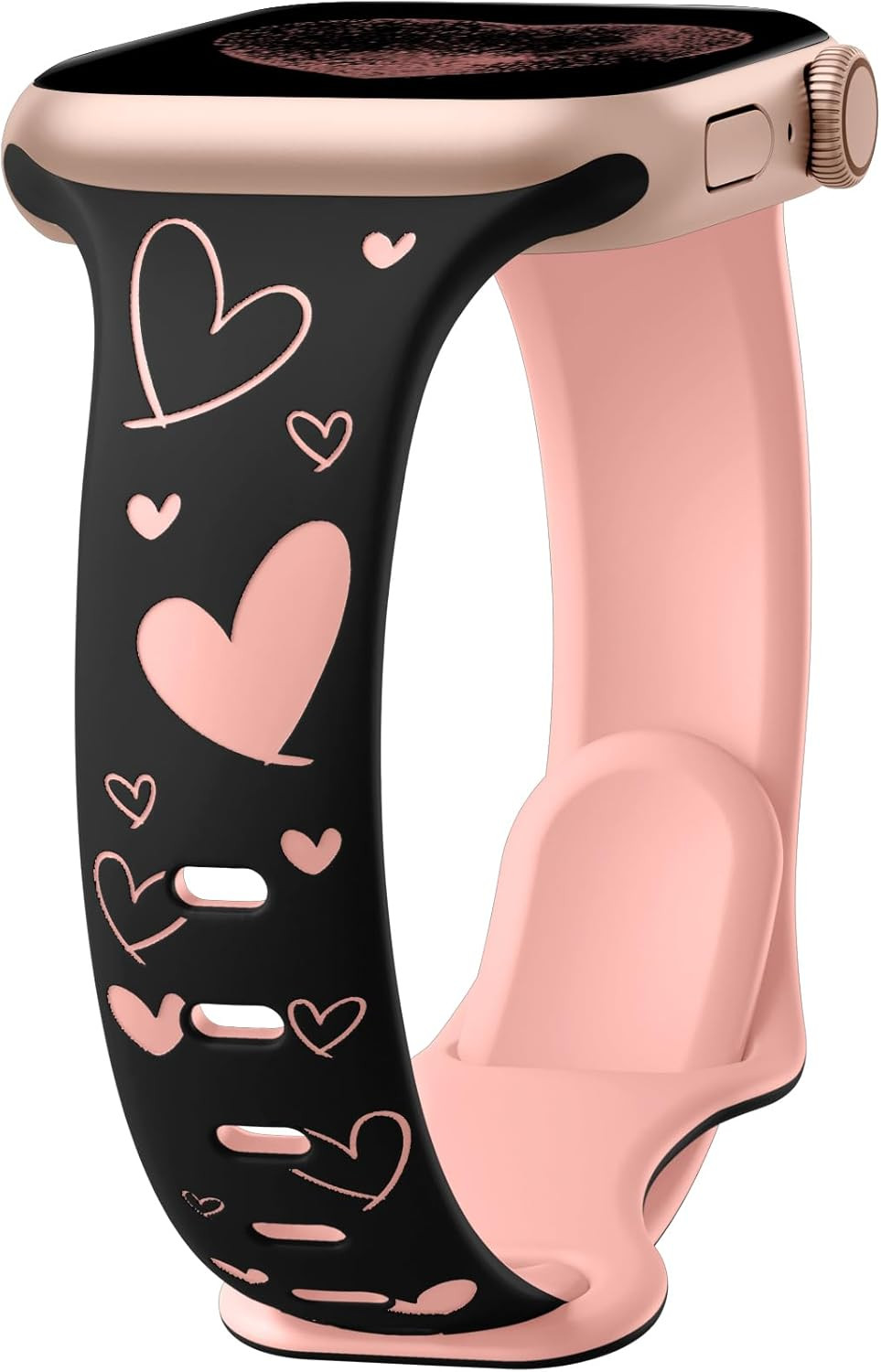 Lerobo Slim Thin Two-Tone 38mm/40mm/41mm/(42mm-Series 10), B Black/Pink