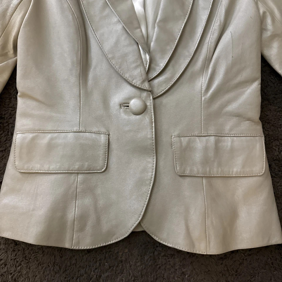 Arden B. Leather Tailored Jacket Beige Sz XS Trending Blazer Boho - Image 3 of 4
