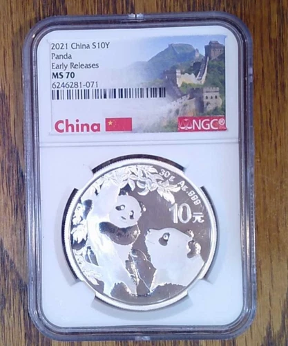 2021 China .999 Silver Panda 10 Yuan NGC MS70 (071)