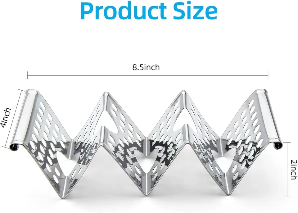 Taco Holders Set of 4, Taco Stand, Stainless Steel Taco Holder, Each Can Hold 3 - Image 2 of 4