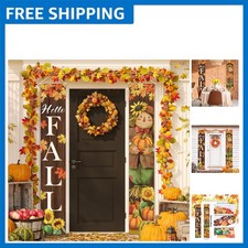 Multicolor Fall Thanksgiving Porch Banner Set - Scarecrow Motif, 71 x 12 Inches