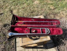 1935 Besson International Rimless 6 3/4  Bell Silver Trombone LP London W/ Case 