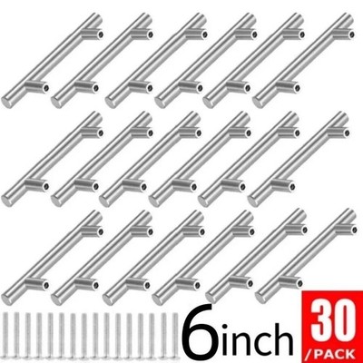30 Pack Brushed Nickel Kitchen Cabinet Pulls Stainless Steel Drawer T Bar Handle