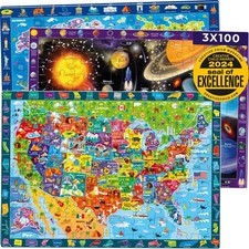 100 Piece Puzzles for Ages 4-6 - 3 Jigsaw Puzzles Ages 6-8 - Learning Map of ...