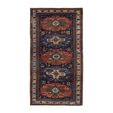 6'3"x11'7" Navy Blue Antique Caucasian Hand Knotted Wool 19th Century Runner Rug