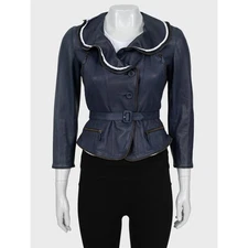 Alexander McQueen Vintage Blue Leather Jacket  Sz.XS