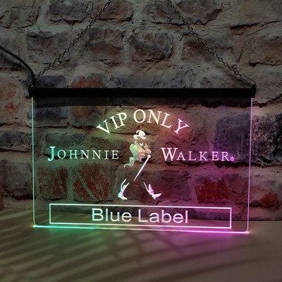 VIP Only Johnnie Walker Blue Label LED Neon Light Sign Colorful Flowing Effect