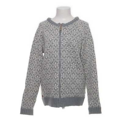 Fuzawool, Strickjacke, Damen, Größe: XL, Grau/Weiß, Merinowolle, Blumen #zIH