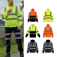 Yoko Hi-Vis Men's Zippered Polyester Hoodie HVK07-Safety Work Wear Jacket Fleece