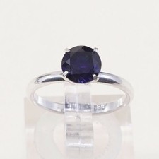 Sz 5.25, Sterling Silver Engagement Ring, 925 Silver Ring W/ Birthstone Sapphire