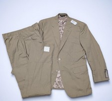 new JOS A BANK poplin 2PC SUIT cotton blend 42R 36x36 summerweight KHAKI tan NWT