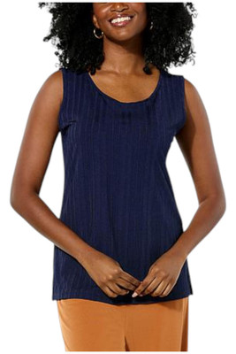 IMAN Global Chic Women's Ribbed Knit Tank Top Navy