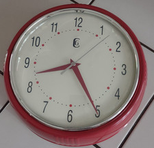 GENEVA RED RETRO WALL CLOCK VINTAGE STYLE 50`...