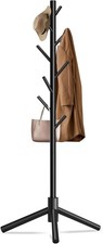 Durable Wooden Coat Rack, Freestanding Coat Rack with Stable Triangular Base, 8