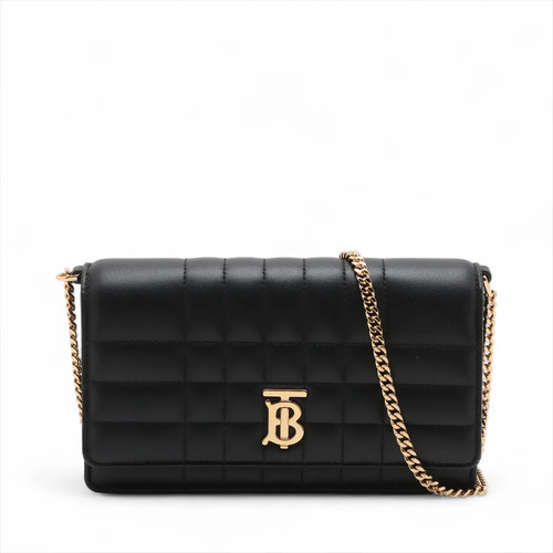 Burberry TB Leather Chain Shoulder Bag Black