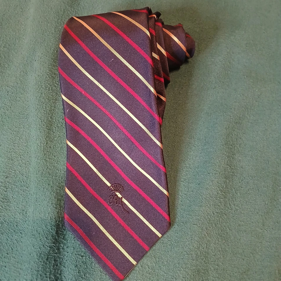 Corbata de seda condesa Mara N.Y. 56"x3,5" azul rojo dorado a rayas (0199) Foto 2 de 4