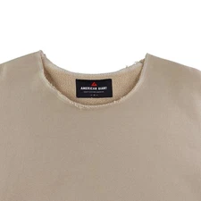 AMERICAN GIANT Mens Crewneck Sweatshirt Tan XL Raw Hem Cotton Made USA Modified