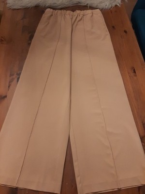 Damen Hose,Größe 40,beige,weites Bein,Gummibund,Seitentaschen,Aligne