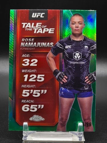 2025 Topps Chrome UFC - Tale of the Tape Rose Namajunas #TTT-14 Green Ref. 93/99