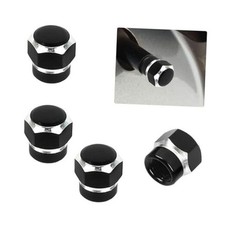 4PCS Car Tire Valve Stem Caps, Aluminum Alloy Tire Valve Caps, Dustproof Black