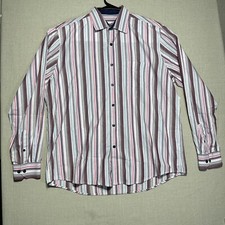 Tasso Elba Men  s Button Up Shirt L Striped Long Sleeve