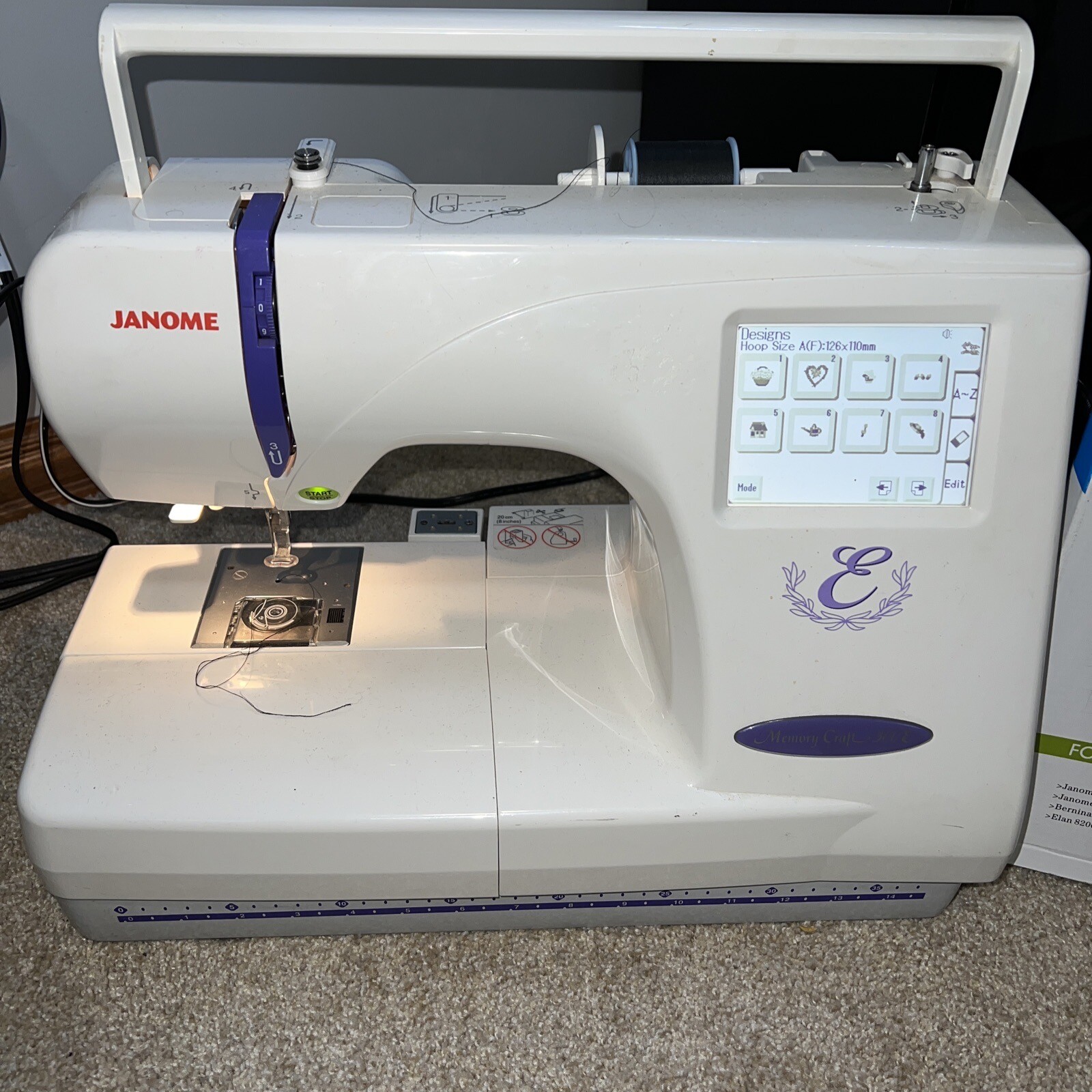 Janome Memory Craft 300E Computerized Embroidery Machine W/ hoop