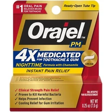 OraJel PM 4X Nighttime Medicated Pain Relief Cream for Toothache & Gum, .25 oz
