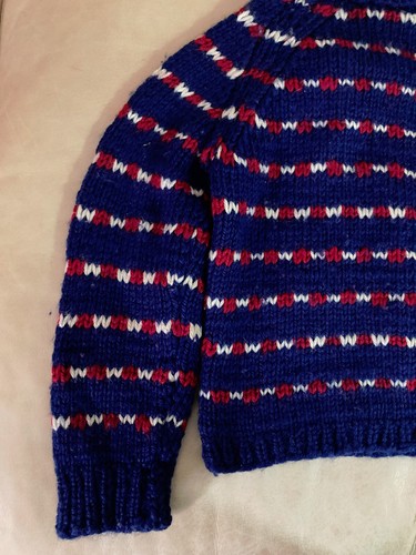 Retro Vintage Kids Knitted Sweater 172 Blue Hand Knitted UNIQUE Zipper - Picture 7 of 10