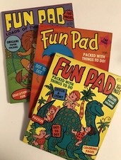 Vintage 1976,77 Coloring Books "Fun Pad" Activities for Kids lot of 3 Unused