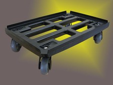 Scooter de transporte negro con rejilla 600x400mm con 4 rodillos K ø 100mm TK300