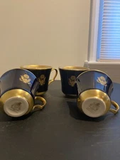 Pickard Palace Royale Tea Cup Presidential Seal Cobalt Blue Gold Rim Set of 4