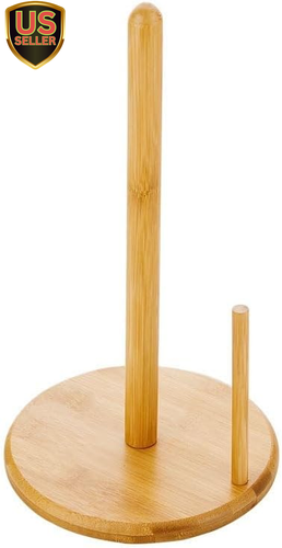 Wood Paper Towel Holder, Wooden Paper Towel Holder Countertop with Wooden Bas...