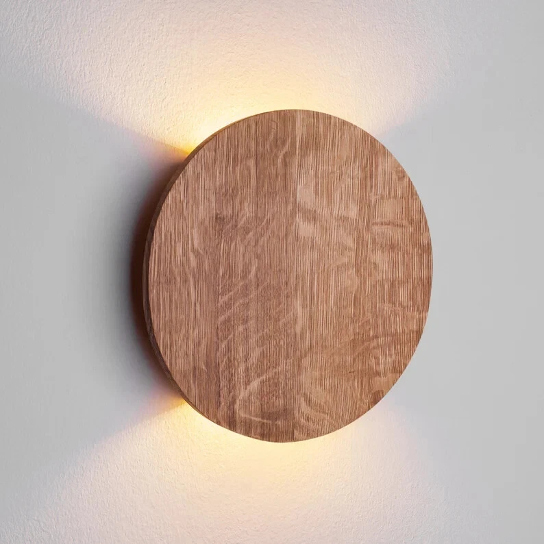 Natural Brown Wall Lighting Hand Crafted Round Modern Sconce Decorative Lamp - image 4 of 4