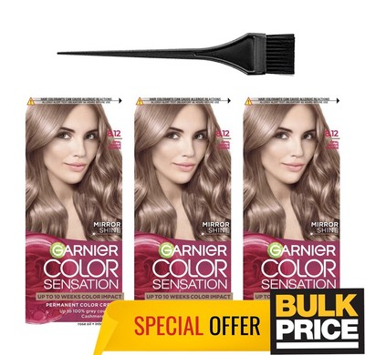 Garnier Farbe Sensation Haarfarbe 8.12 Opal Mauve Blond 3-pack