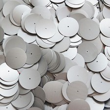 20mm Sequins Center Hole Silver Matte Silk Frost. Made in USA