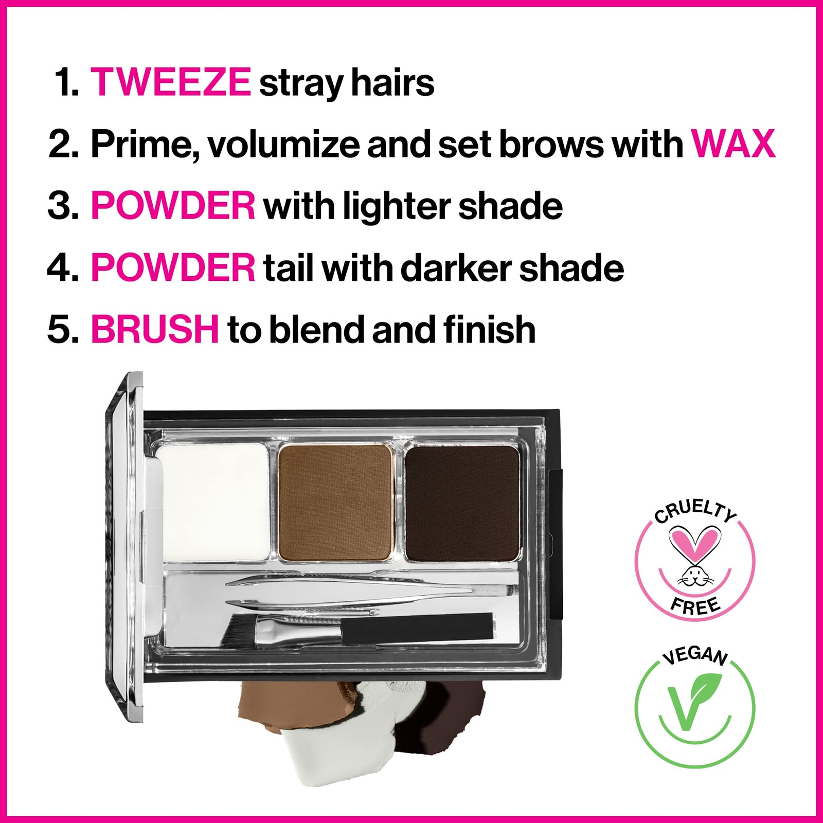Ultimate Eyebrow Makeup Kit Eyebrow Powder Dark Brown Brow Hair Removal Tweez...