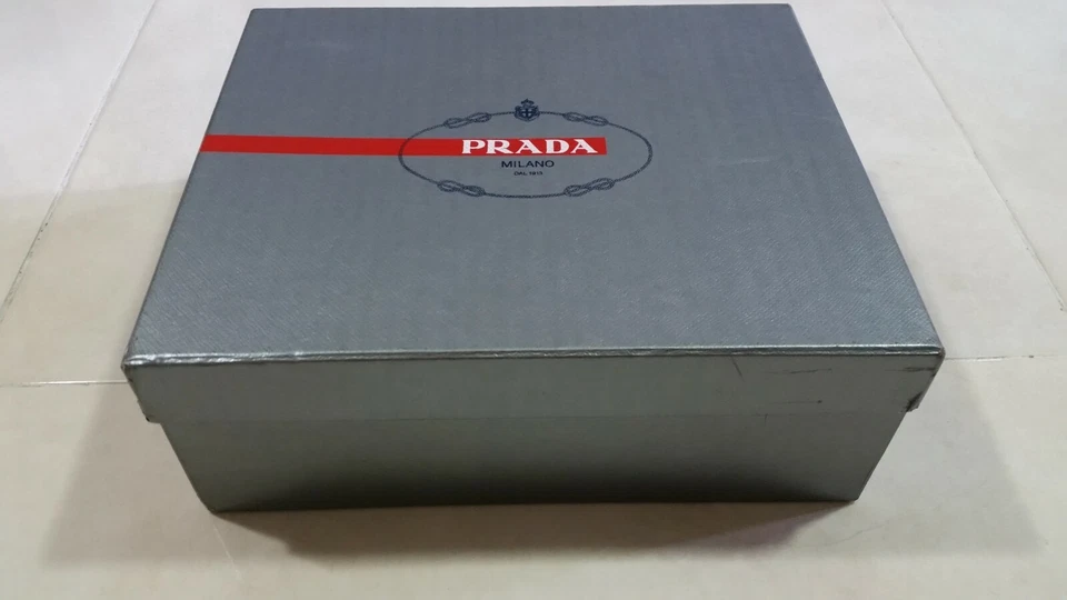 PRADA SHOES BOX Empty GIFT BOX STORAGE ORGANIZER 12 X 10 X '' PLATINUM /RED | eBay PRADA SHOES BOX Empty GIFT BOX STORAGE ORGANIZER 12 X 10 X '' PLATINUM /RED | eBay