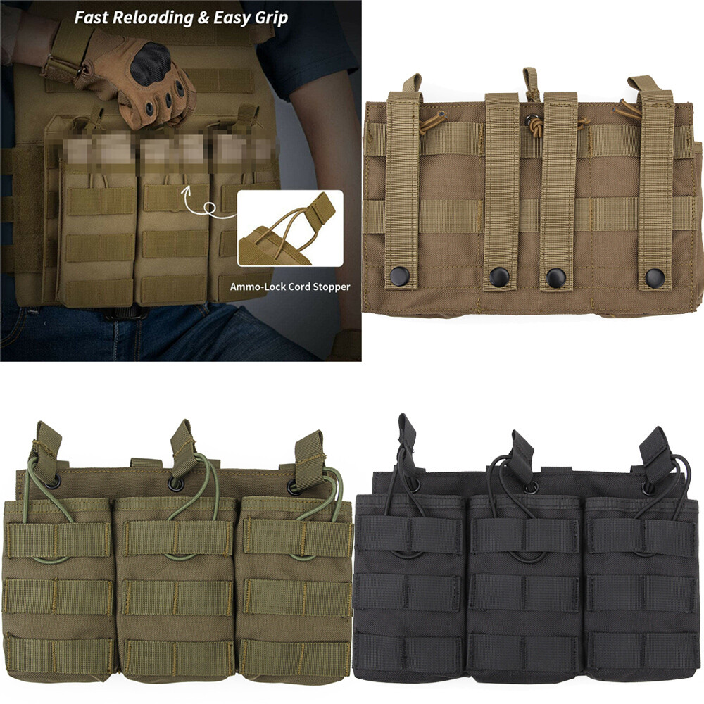 Tactical Triple Magazine Molle Pouch for Rifle & Pistol Mags-image