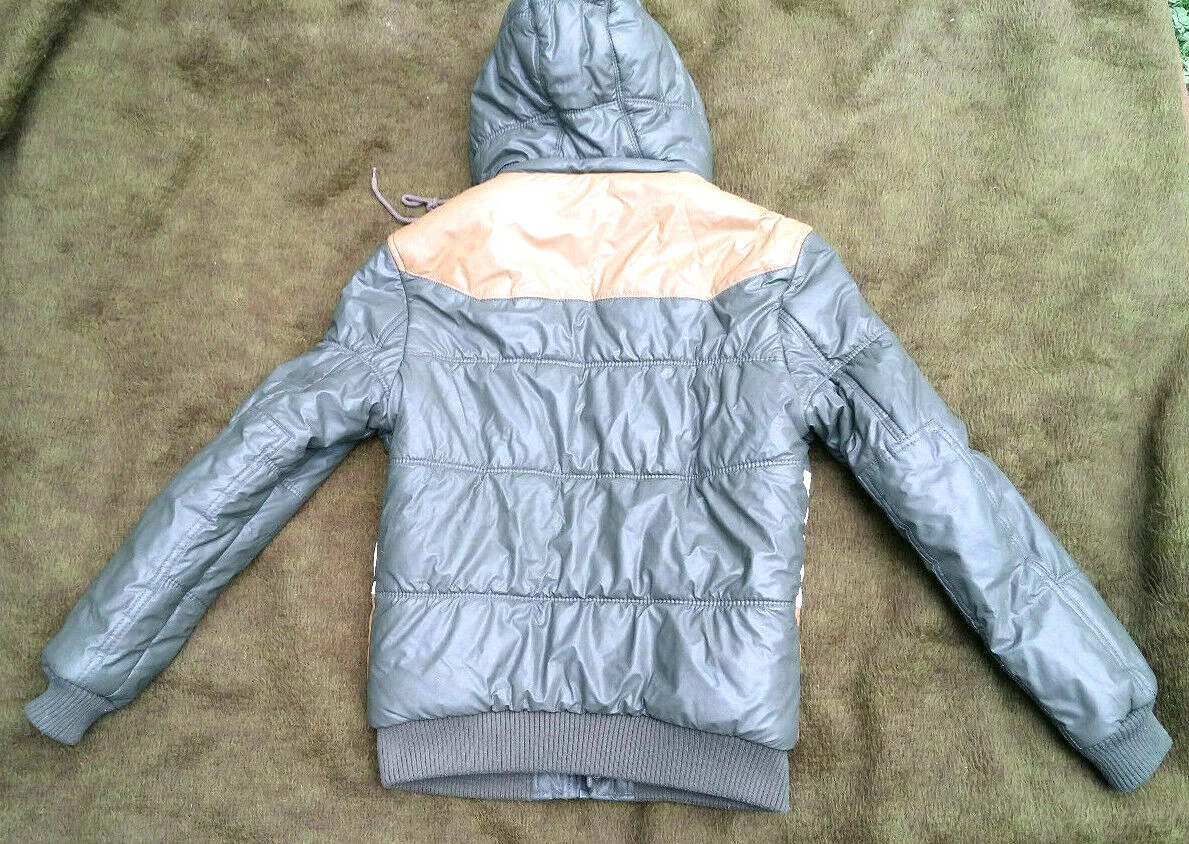 Bershka Mens Khaki White Green Hooded Puffer Jacket Size S eBay